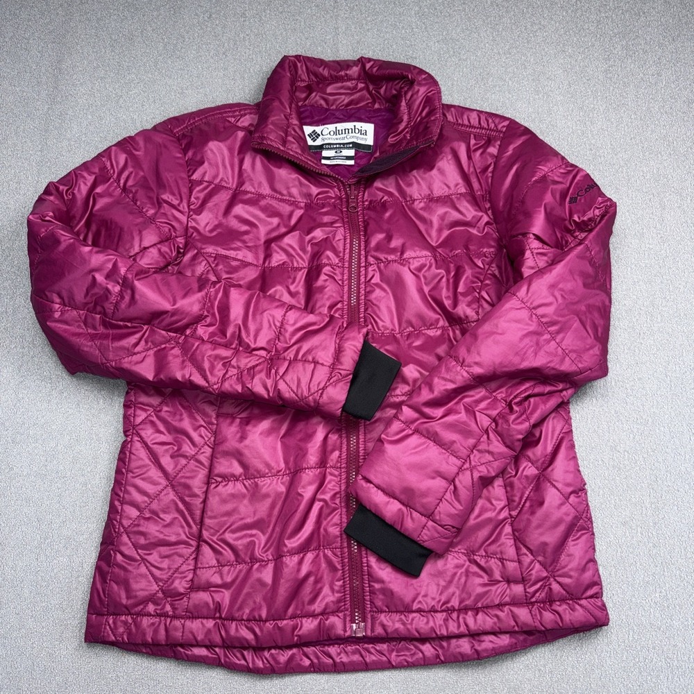 COLUMBIA Women's Interchange Puffer Jacket Coat Dark Pink Burgundy Size med - Picture 2 of 9